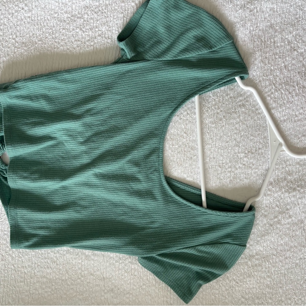 Green Ribbed Women's Top
